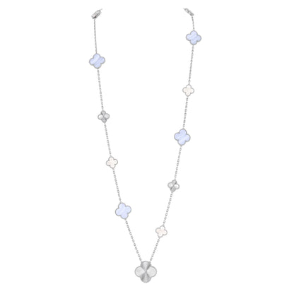 [Novalux]DETACHABLE 15-MOTIF CLOVER STATEMENT SET - PURPLE CHALCEDONY & LASER