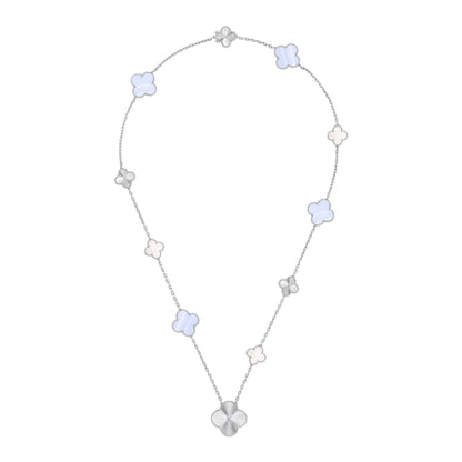 [Novalux]DETACHABLE 15-MOTIF CLOVER STATEMENT SET - PURPLE CHALCEDONY & LASER