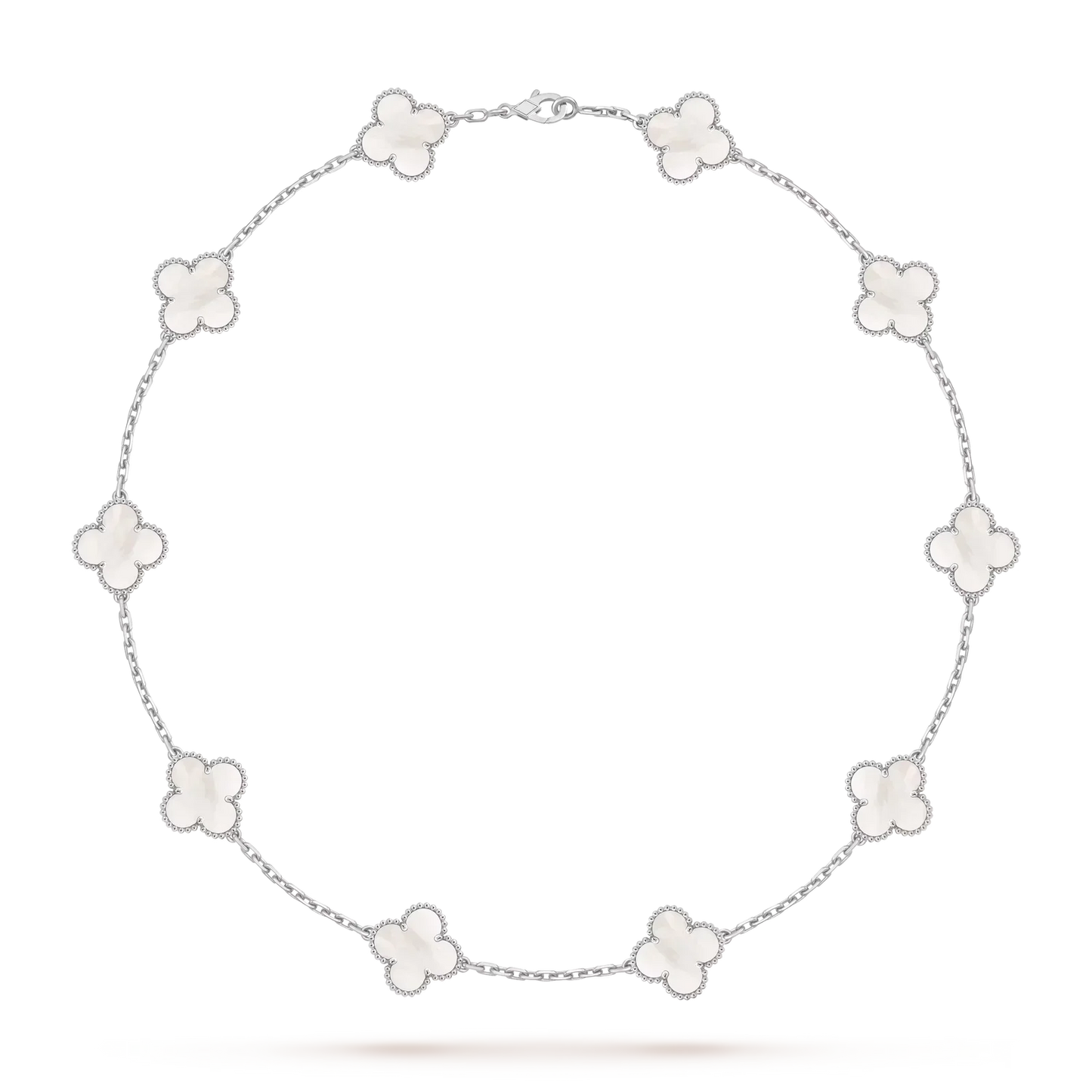 [Novalux]CLASSIC LUCKY 10-MOTIF CLOVER NECKLACE WHITE GOLD COLLECTION
