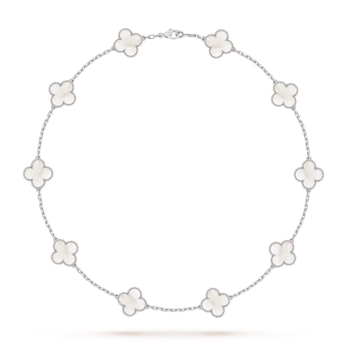[Novalux]CLASSIC LUCKY 10-MOTIF CLOVER NECKLACE WHITE GOLD COLLECTION