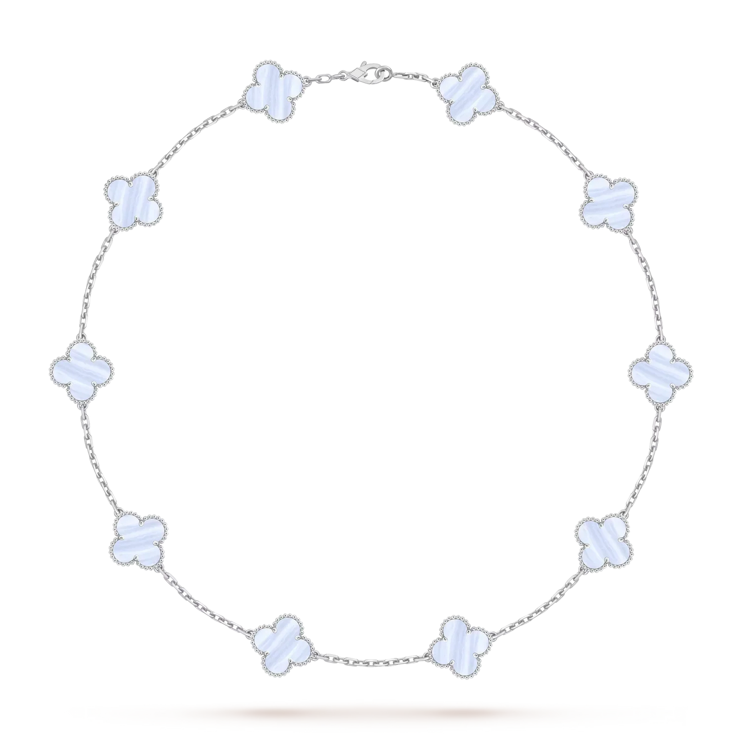 [Novalux]CLASSIC LUCKY 10-MOTIF CLOVER NECKLACE WHITE GOLD COLLECTION
