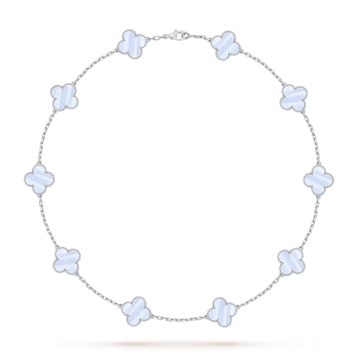 [Novalux]CLASSIC LUCKY 10-MOTIF CLOVER NECKLACE WHITE GOLD COLLECTION
