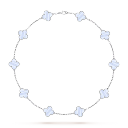 [Novalux]CLASSIC LUCKY 10-MOTIF CLOVER NECKLACE WHITE GOLD COLLECTION