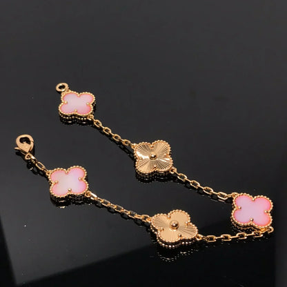 [Novalux]LUCKY CLOVER 5-MOTIF BRACELET - PINK MOTHER-OF-PEARL COLLECTION
