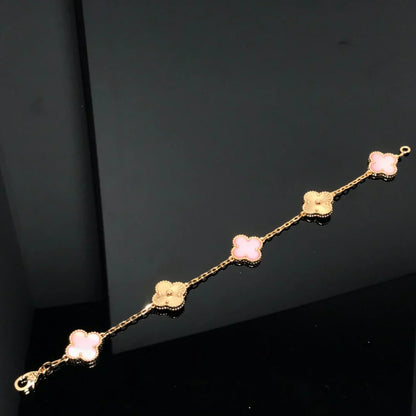 [Novalux]LUCKY CLOVER 5-MOTIF BRACELET - PINK MOTHER-OF-PEARL COLLECTION