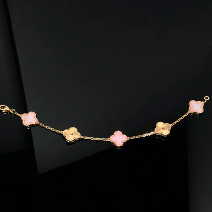 [Novalux]LUCKY CLOVER 5-MOTIF BRACELET - PINK MOTHER-OF-PEARL COLLECTION