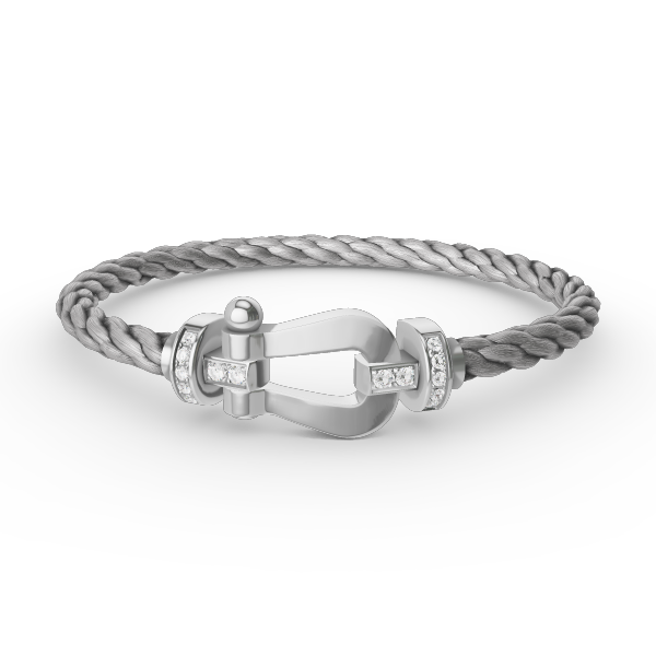 [Novalux]FORCE LARGE HORSESHOE HALF DIAMOND BRACELET - WHITE GOLD