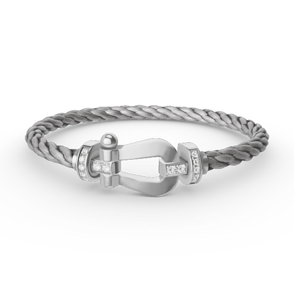 [Novalux]FORCE LARGE HORSESHOE HALF DIAMOND BRACELET - WHITE GOLD