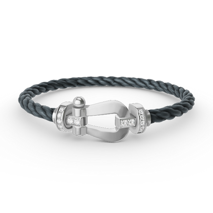 [Novalux]FORCE LARGE HORSESHOE HALF DIAMOND BRACELET - WHITE GOLD